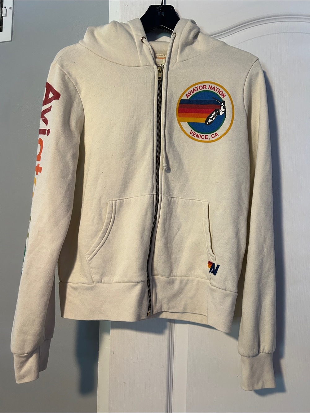 AVIATOR NATION HOODIE VINTAGE WHITE Small